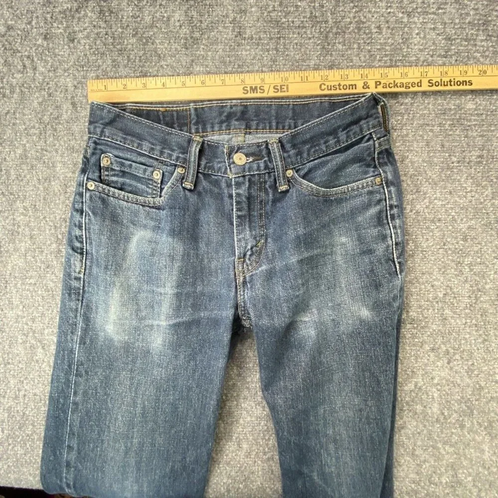Levi's 514 Slim Straight Men 29x30.5 Blue Denim Distressed Fade Streetwear Work